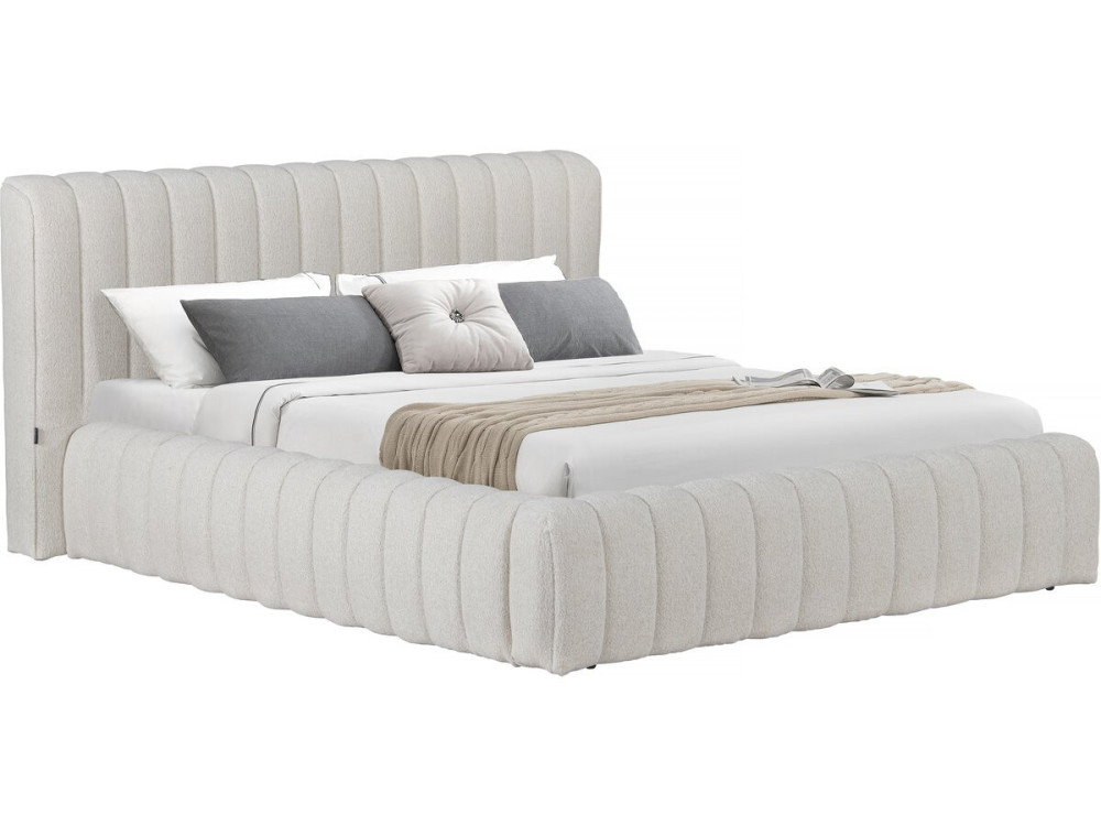 Stoff-Doppelbett "Tignes"  mit Stauraum - 140 x 190 cm - Beige