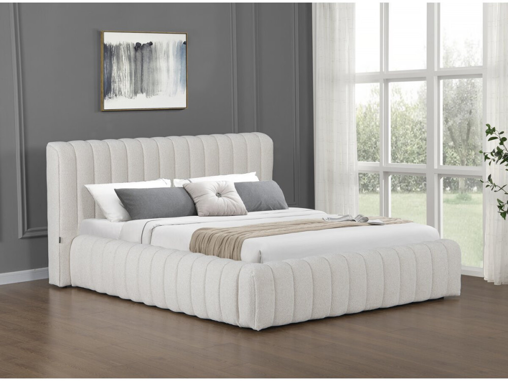 Stoff-Doppelbett "Tignes"  mit Stauraum - 140 x 190 cm - Beige