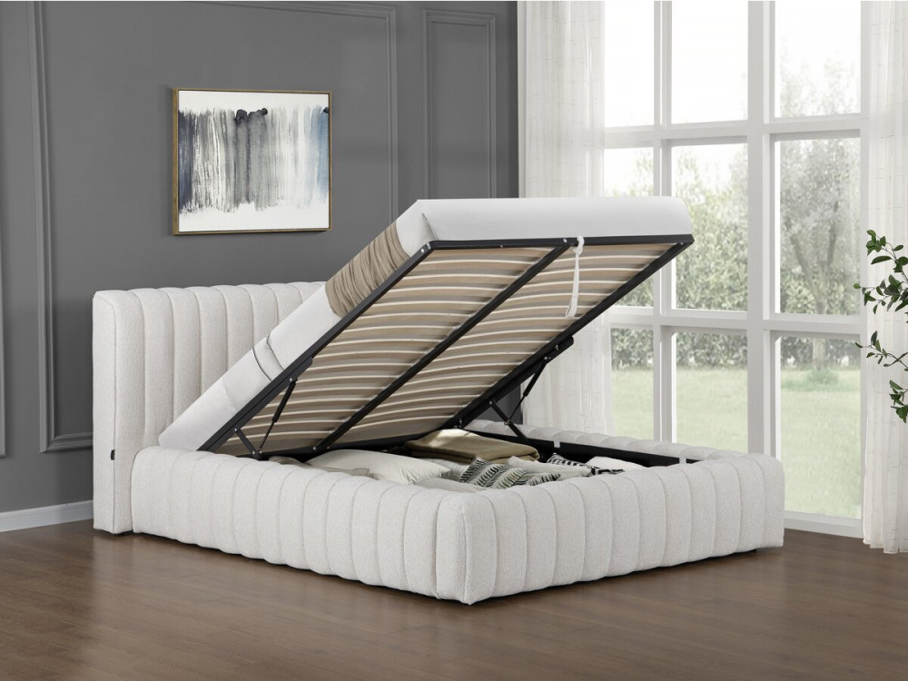 Stoff-Doppelbett "Tignes"  mit Stauraum - 140 x 190 cm - Beige