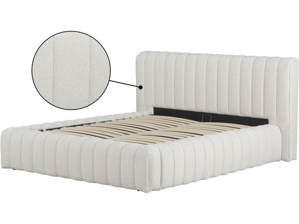 Stoff-Doppelbett "Tignes" mit Stauraum - 160 x 200 cm - Beige