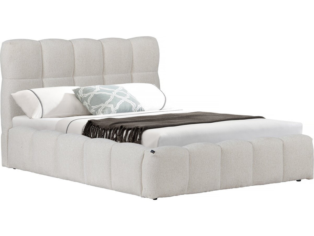 Stoff-Doppelbett "Davos" mit Stauraum - 140 x 190 cm - Beige