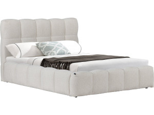 Stoff-Doppelbett "Davos" mit Stauraum - 160 x 200 cm - Beige