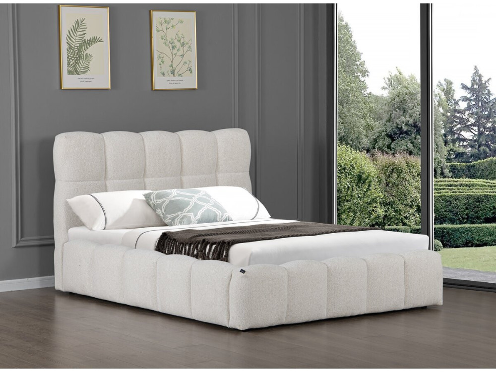 Stoff-Doppelbett "Davos" mit Stauraum - 160 x 200 cm - Beige