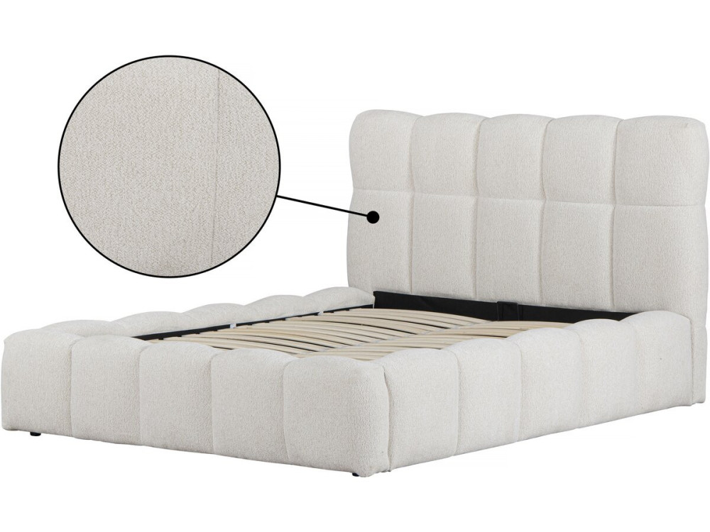 Stoff-Doppelbett "Davos" mit Stauraum - 160 x 200 cm - Beige
