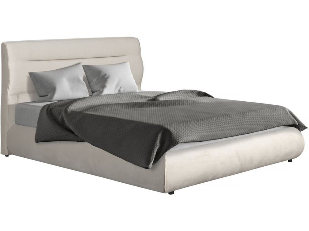 Doppelbett mit Stauraum in Samtbezug „Chamonix“ – 160 x 200 cm – Beige