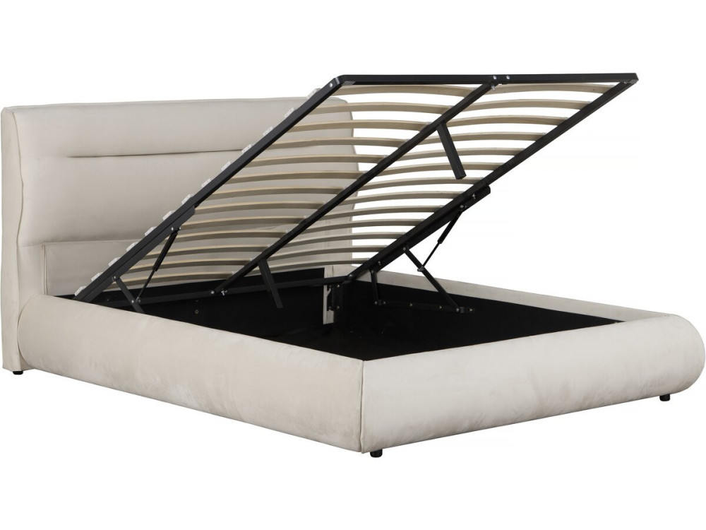 Doppelbett mit Stauraum in Samtbezug „Chamonix“ – 160 x 200 cm – Beige