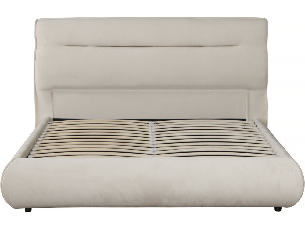 Doppelbett mit Stauraum in Samtbezug „Chamonix“ – 160 x 200 cm – Beige