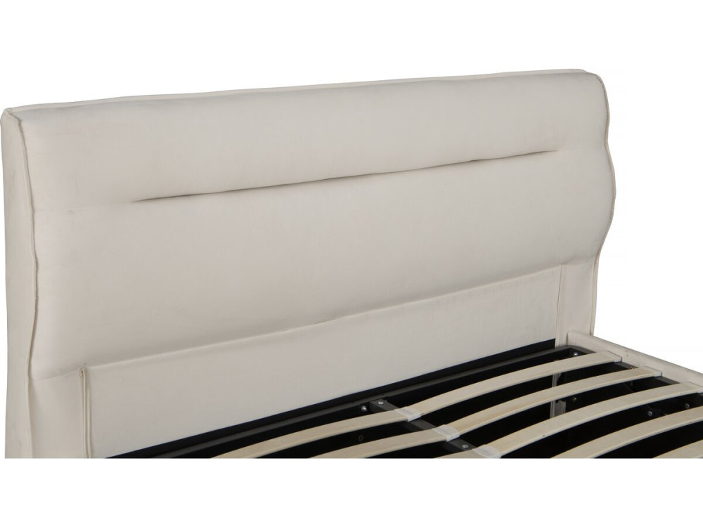 Doppelbett mit Stauraum in Samtbezug „Chamonix“ – 160 x 200 cm – Beige