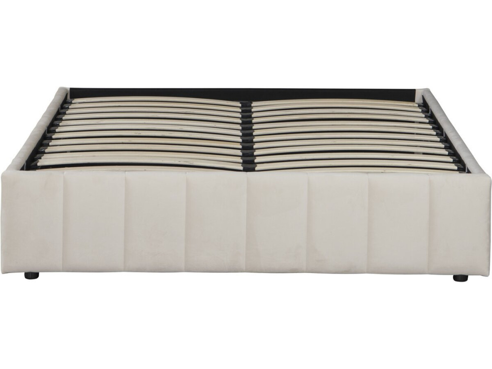 Doppelbett aus Samt mit Bettkasten und Unterbett "Meribel" - Beige - 160 x 200 cm