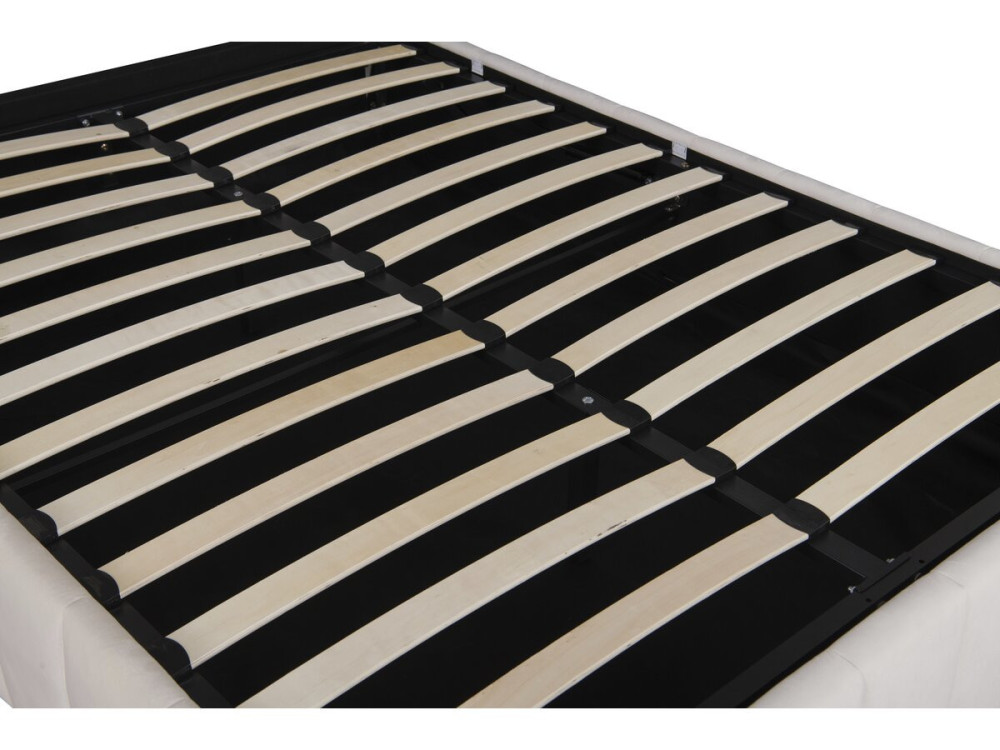 Doppelbett aus Samt mit Bettkasten und Unterbett "Meribel" - Beige - 160 x 200 cm