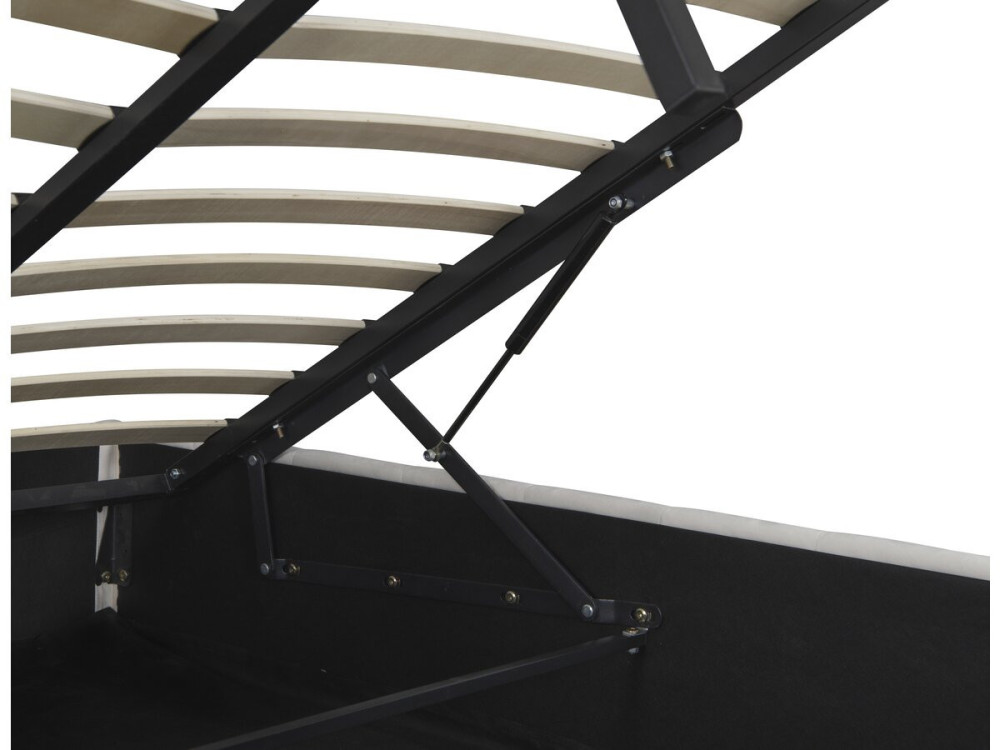Doppelbett aus Samt mit Bettkasten und Unterbett "Meribel" - Beige - 160 x 200 cm