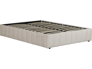 Doppelbett aus Samt mit Bettkasten "Meribel" - Beige - 140 x 190 cm