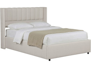 Doppelbett aus Leinen mit Bettkasten "St. Moritz". - 140 x 190 cm - Beige
