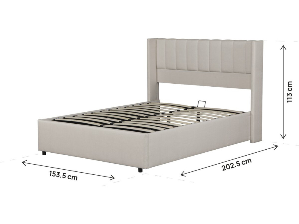 Doppelbett aus Leinen mit Bettkasten "St. Moritz". - 140 x 190 cm - Beige