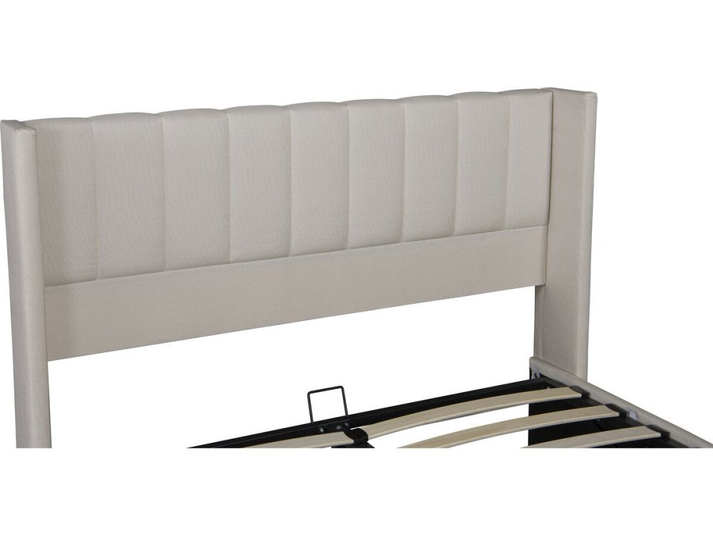 Doppelbett aus Leinen mit Bettkasten "St. Moritz". - 140 x 190 cm - Beige