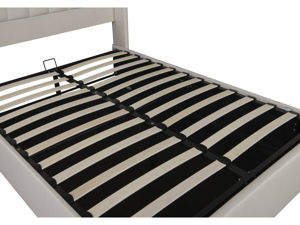 Doppelbett aus Leinen mit Bettkasten "St. Moritz". - 140 x 190 cm - Beige
