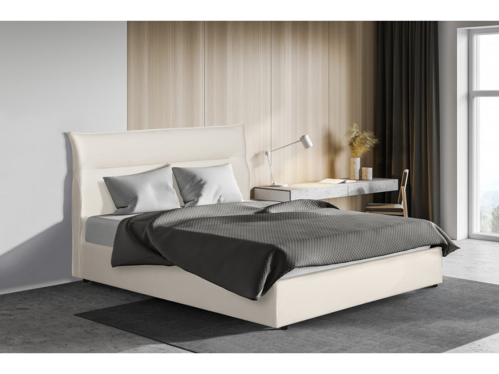 Bett mit Bettkasten aus Samt "Isola" - 160 x 200 cm - Beige