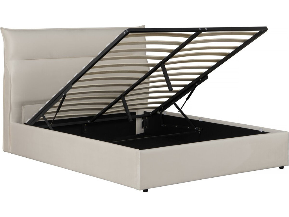 Bett mit Bettkasten aus Samt "Isola" - 160 x 200 cm - Beige