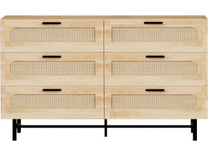 Kommode aus Holz und Rohrgeflecht "Harrison" - 120 x 40 x 75 cm - Beige