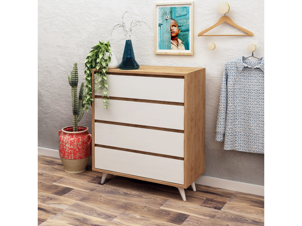 Holzkommode "Suvera" - 70 x 40 x 86 cm - Beige