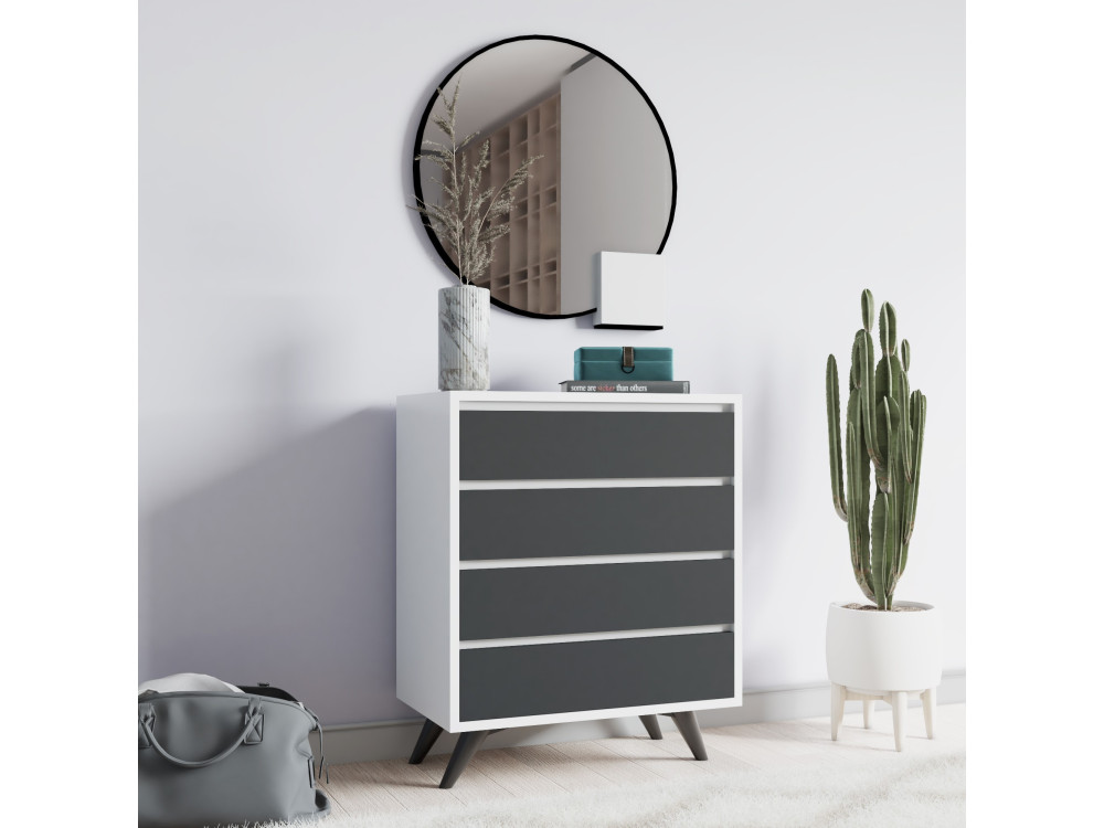 Holzkommode "Suvera" - 70 x 40 x 86 cm - Weiß