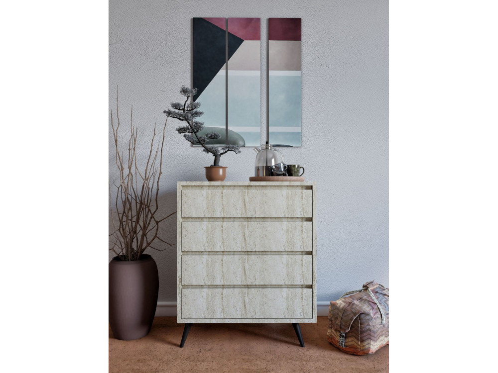 Holzkommode "Suvera" - 70 x 40 x 86 cm - Travertin