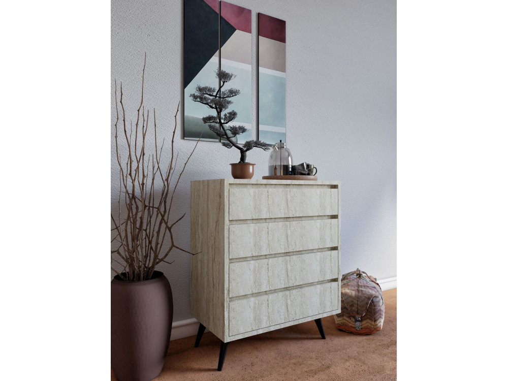 Holzkommode "Suvera" - 70 x 40 x 86 cm - Travertin
