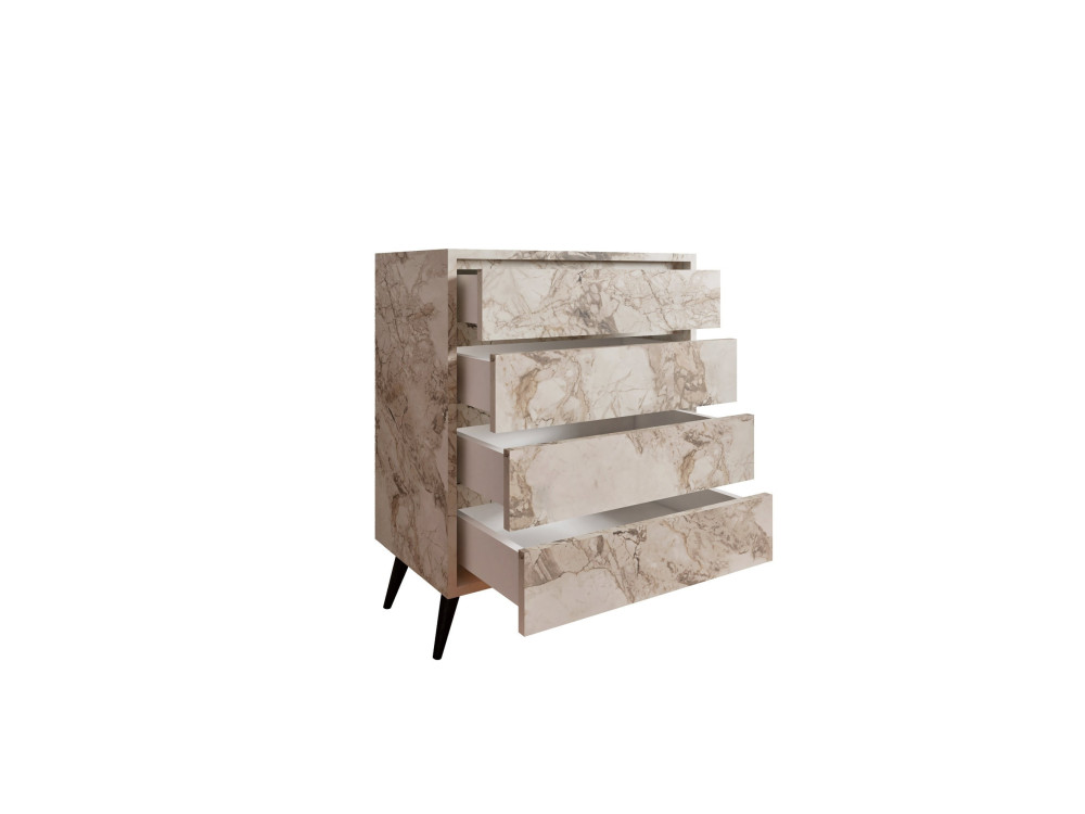 Holzkommode "Suvera" - 70 x 40 x 86 cm - Beige marmoriert