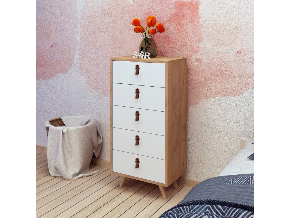 Holzkommode "Frenzu" - 50 x 40 x 103 cm - Weiß