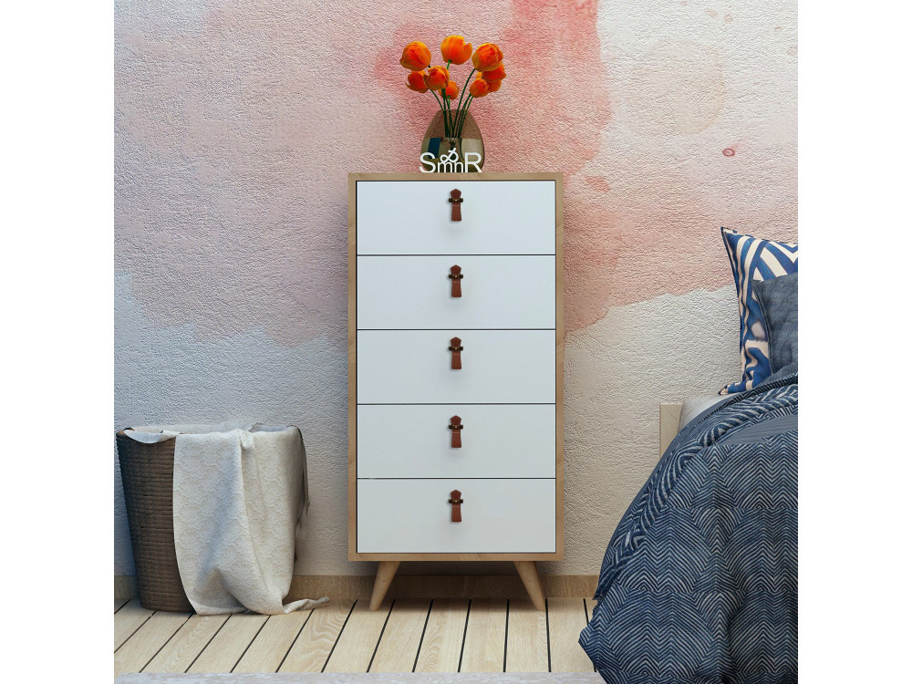 Holzkommode "Frenzu" - 50 x 40 x 103 cm - Weiß