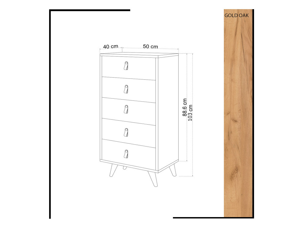 Holzkommode "Frenzu" - 50 x 40 x 103 cm - Weiß