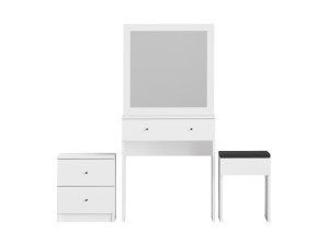 Schminktisch-Set aus Holz "Nizza" - 65 x 35 x 139 cm - Weiß