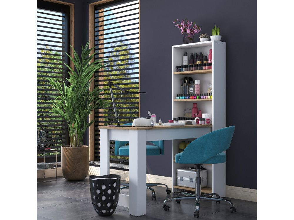 Frisiertisch mit Holzregalen "Ferna" - 120 x 54 x 154 cm - Braun