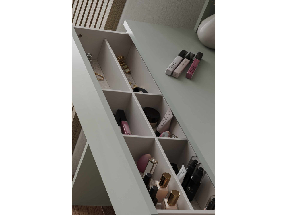 Schminktisch mit Spiegel aus Holz "Harmony Mini Round" - 90 x 40 x 133 cm - Grün