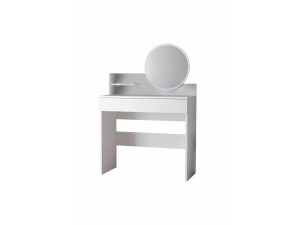 Schminktisch mit Spiegel aus Holz "Harmony Mini Round" - 90 x 40 x 133 cm - Weiß