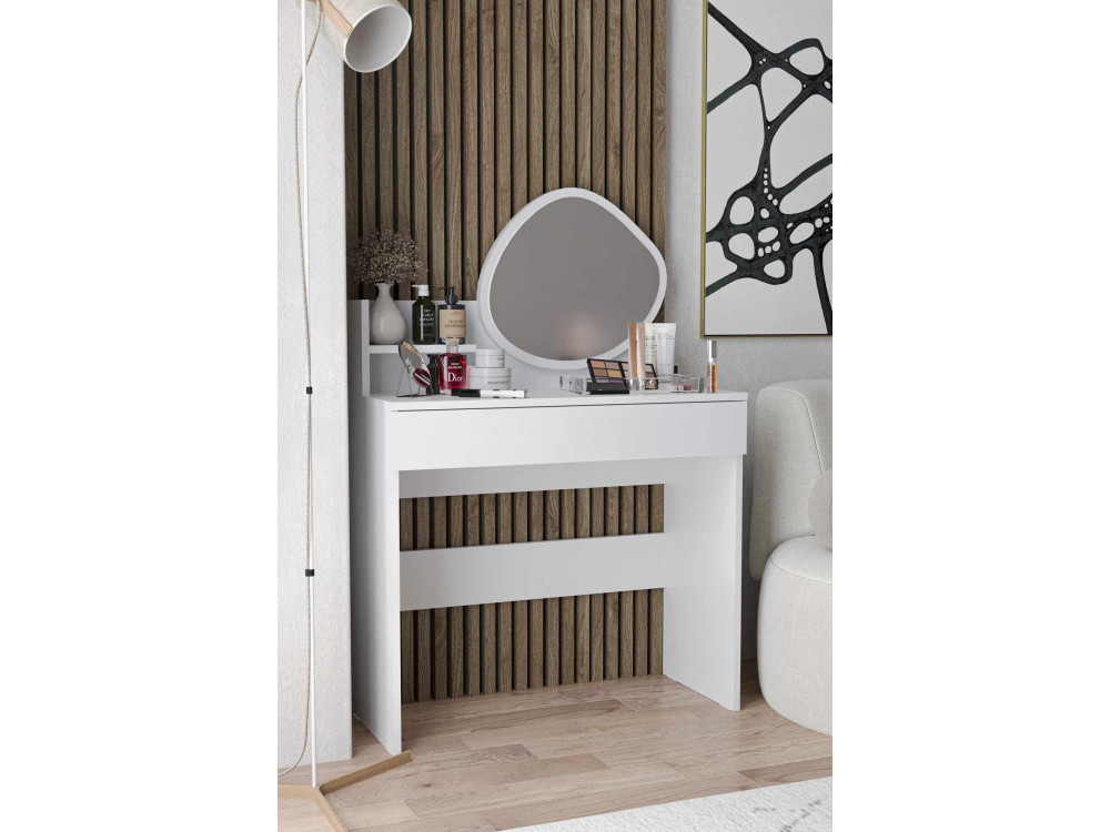 Schminktisch mit Spiegel aus Holz "Harmony Mini Amorphous" - 90 x 40 x 133 cm - Weiß