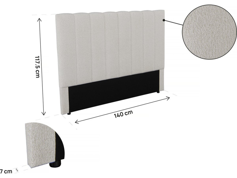 Kopfteil aus strukturiertem Stoff "Val Thorens" - Beige - 140 cm