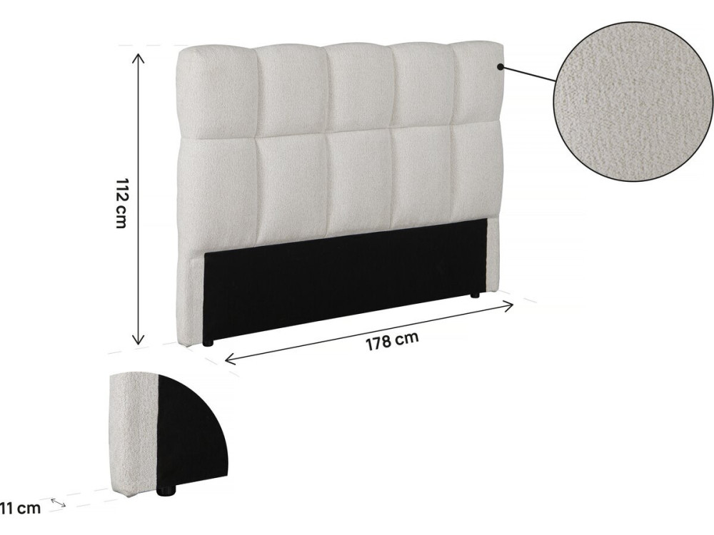 Kopfteil aus dickem Stoff im Bubble-Stil "Alpe d'Huez" - 160 cm - Beige