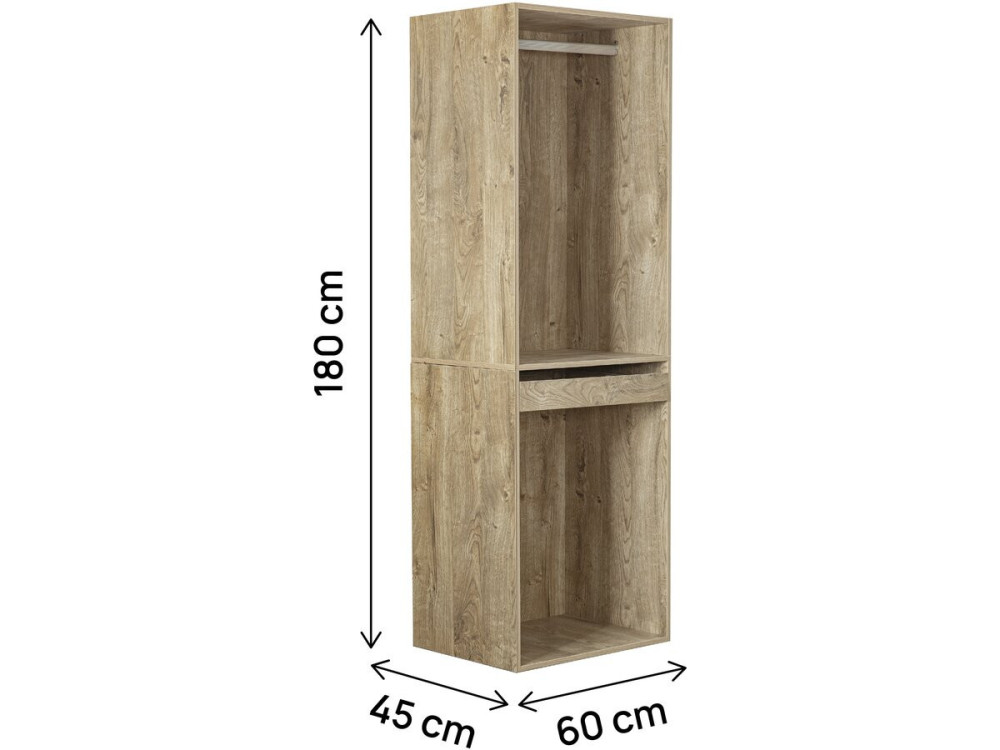 Kleiderschrank mit Garderobe und Hosenhalter "Opera" - 60 x 45 x 180 cm - Beige