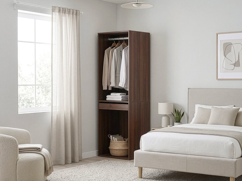 Kleiderschrank mit Garderobe "Opera" - 60 x 45 x 180 cm - Braun