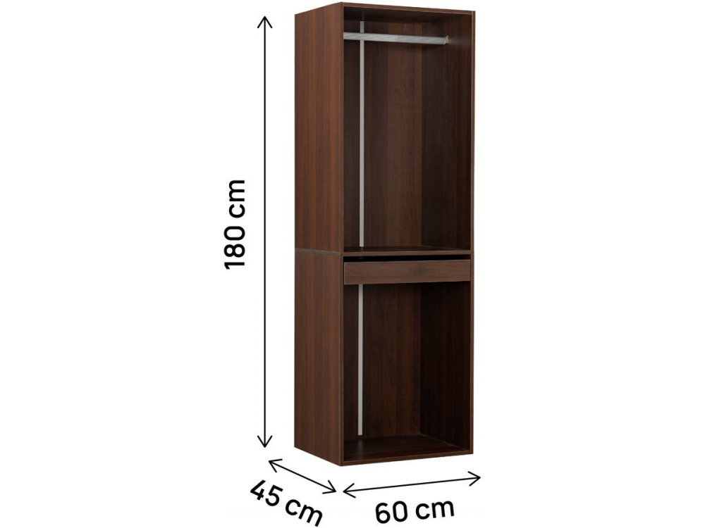 Kleiderschrank mit Garderobe "Opera" - 60 x 45 x 180 cm - Braun