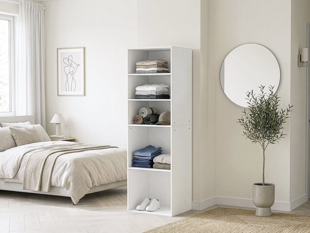 Schrank mit 5 Regalen "Opera" - 60 x 45 x 180 cm - Weiß