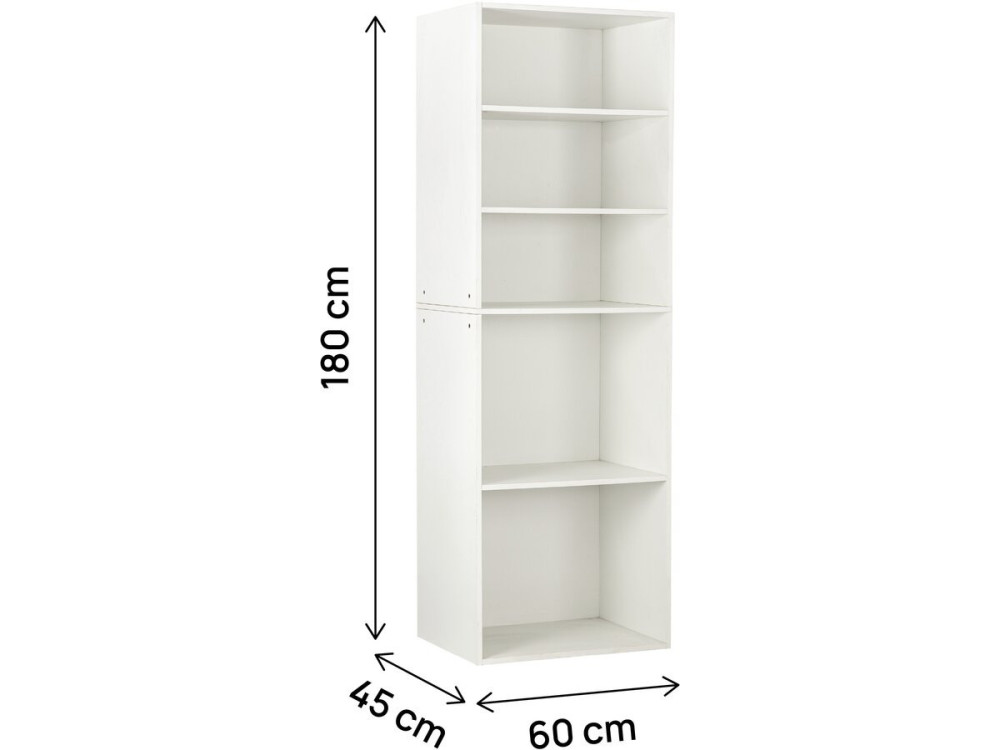 Schrank mit 5 Regalen "Opera" - 60 x 45 x 180 cm - Weiß