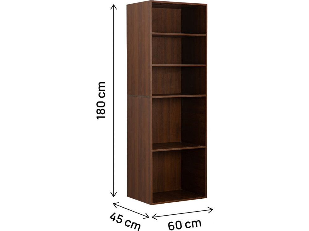 Schrank mit 5 Regalen "Opera" - 60 x 45 x 180 cm - Braun