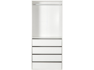 Kleiderschrank mit 4 Schubladen und 1 Garderobe "Opera" - 80 x 45 x 180 cm - Weiß