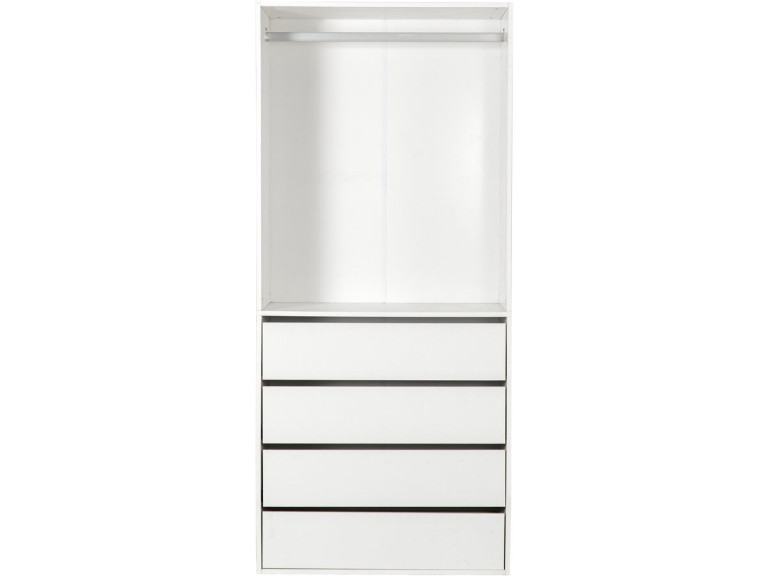Kleiderschrank mit 4 Schubladen und 1 Garderobe "Opera" - 80 x 45 x 180 cm - Weiß