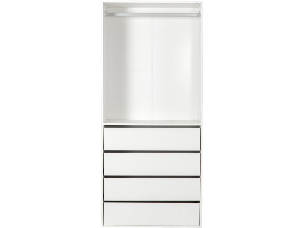 Kleiderschrank mit 4 Schubladen und 1 Garderobe "Opera" - 80 x 45 x 180 cm - Weiß