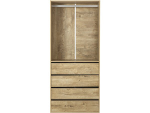 Kleiderschrank mit 4 Schubladen und 1 Garderobe "Opera" - 80 x 45 x 180 cm - Beige