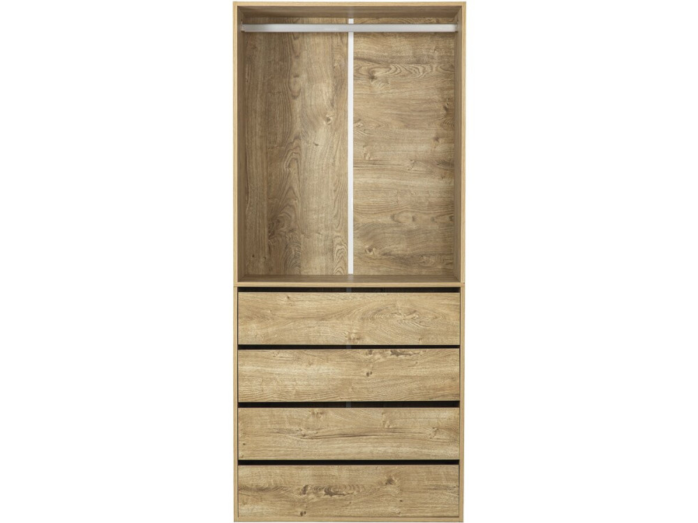 Kleiderschrank mit 4 Schubladen und 1 Garderobe "Opera" - 80 x 45 x 180 cm - Beige