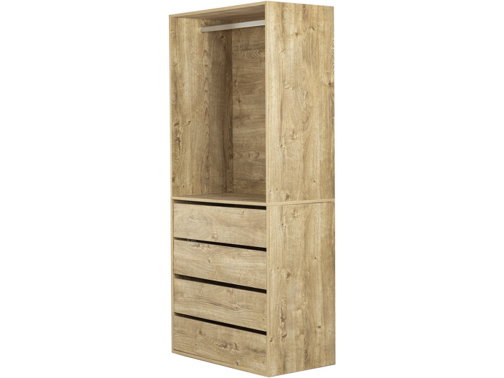 Kleiderschrank mit 4 Schubladen und 1 Garderobe "Opera" - 80 x 45 x 180 cm - Beige